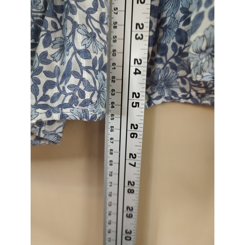 American Eagle Women XXL Blue Floral Stripe Mixed Print Babydoll Blouse Top - Picture 5 of 8